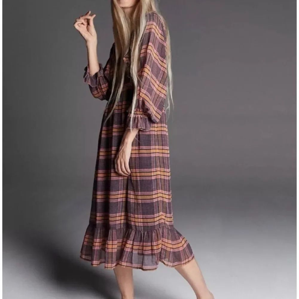 MADEWELL SHEER PLAID FULL SLEEVE
RUFFLE DRESS SIZE 6 / New No Tags